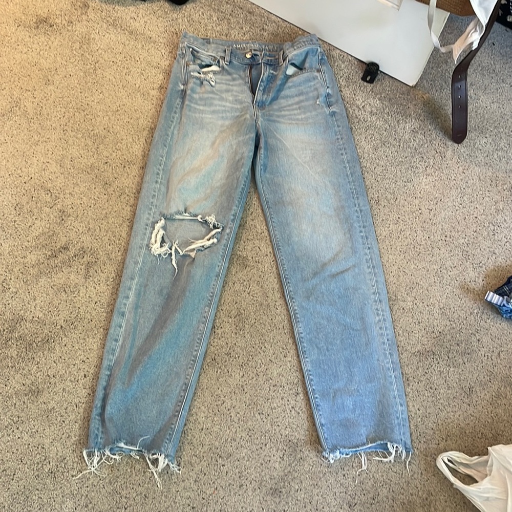 American Eagle light blue highest rise blue Jean